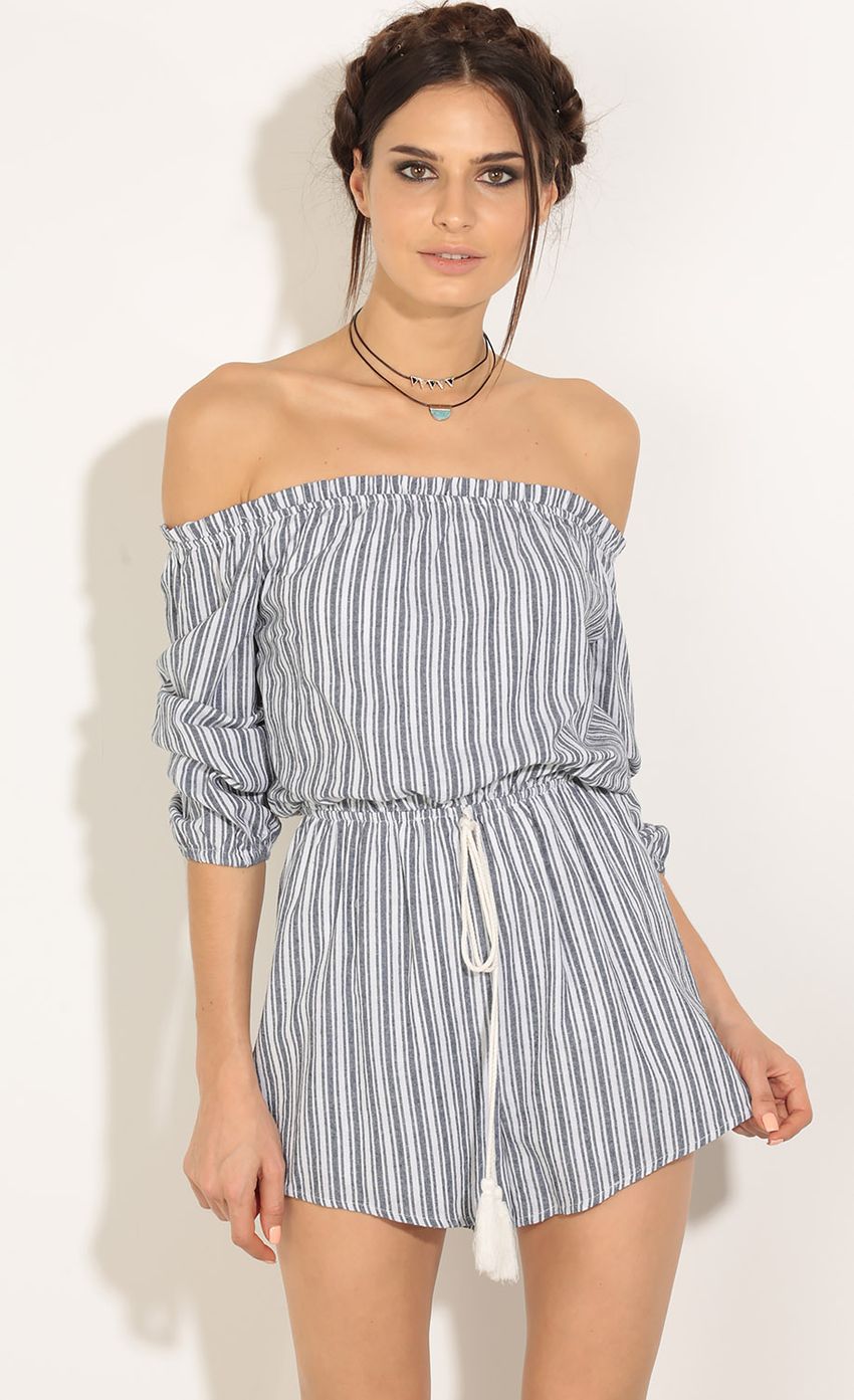 Picture Stripes And Tassel Romper In Blue. Source: https://media-img.lucyinthesky.com/data/Jun16_1/850xAUTO/0Y5A9777.JPG