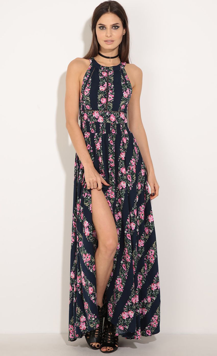 Picture Floral Stripe Maxi Dress In Navy And Pink. Source: https://media-img.lucyinthesky.com/data/Jun16_2/850xAUTO/0Y5A0413.JPG