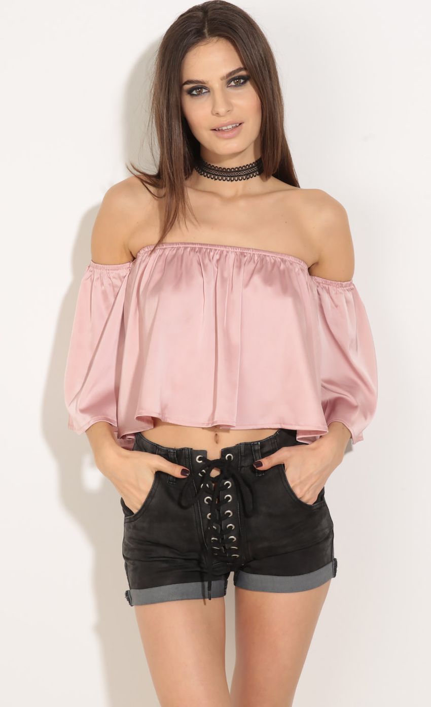 Picture Satin Crop Top In Pink. Source: https://media-img.lucyinthesky.com/data/Jun16_2/850xAUTO/0Y5A9823.JPG