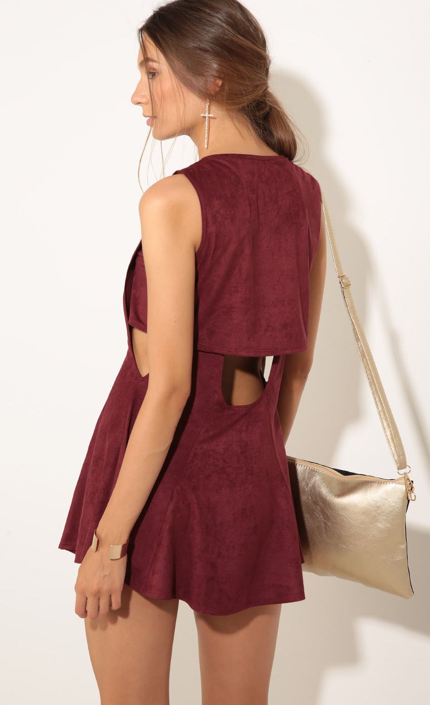 Picture Layered Suede A-line Dress In Wine. Source: https://media-img.lucyinthesky.com/data/Jun17_1/850xAUTO/0Y5A1795.JPG