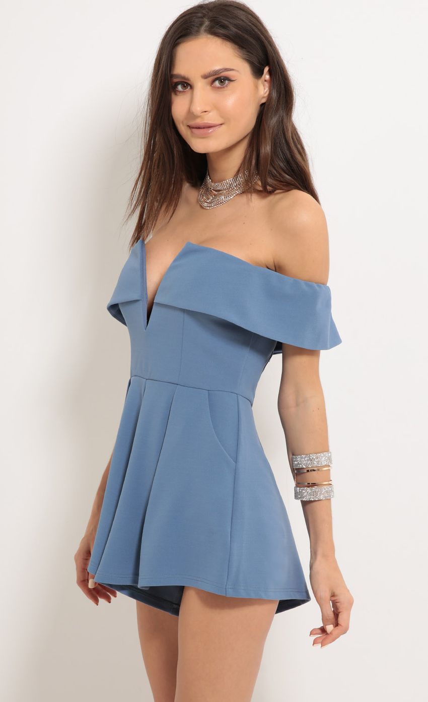 Picture Pleated Foldover Romper In Powder Blue. Source: https://media-img.lucyinthesky.com/data/Jun17_2/850xAUTO/0Y5A6796.JPG