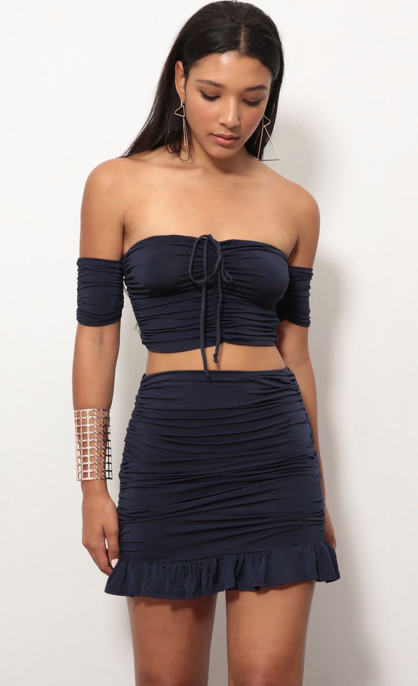 Picture Sweetheart Ruched Set In Navy. Source: https://media-img.lucyinthesky.com/data/Jun18_2/850xAUTO/0Y5A1845.JPG