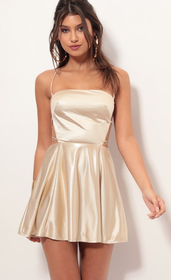 Nina Cutout A-line Dress in Champagne