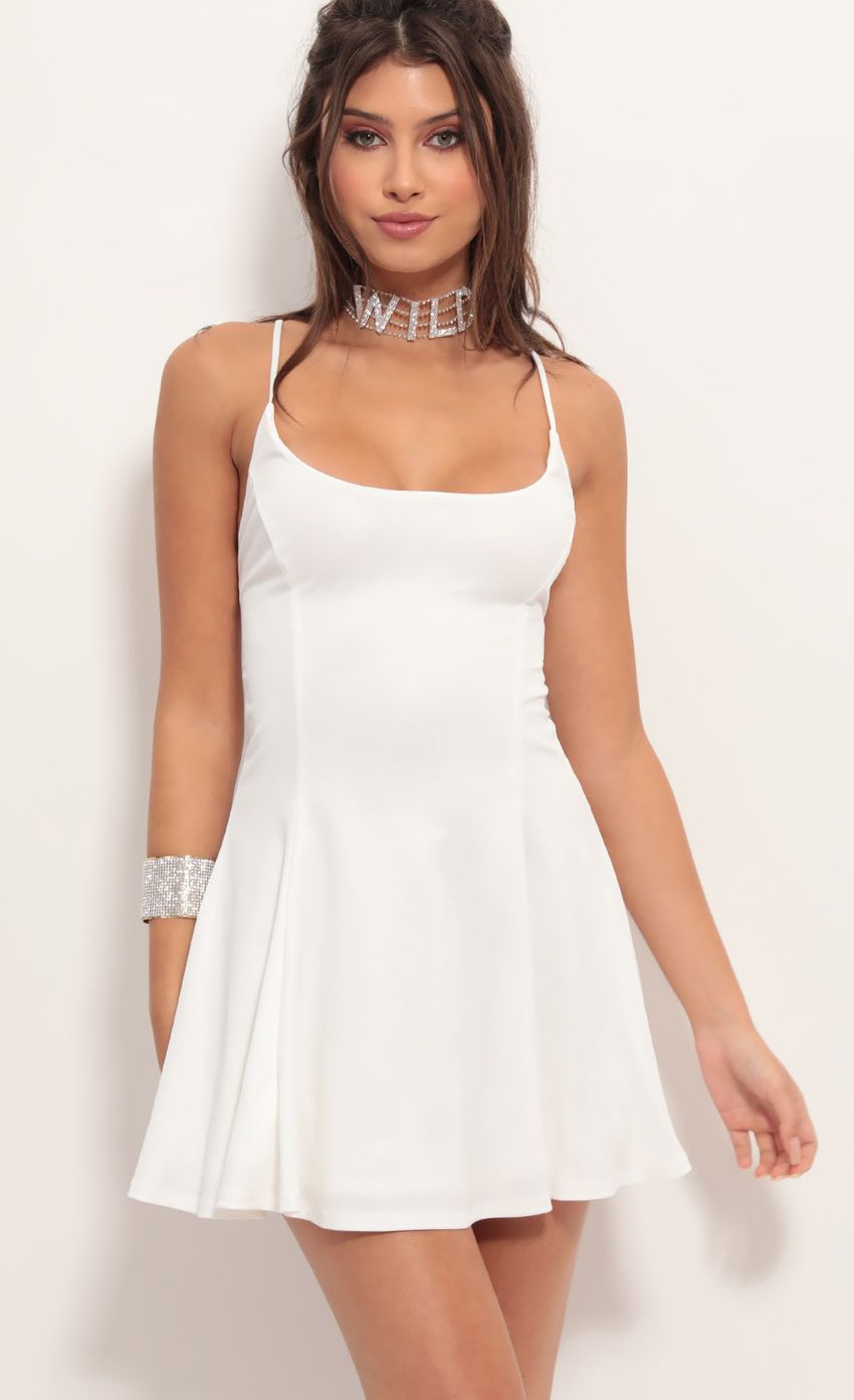 Picture Marley A-line Dress in White. Source: https://media-img.lucyinthesky.com/data/Jun19_1/850xAUTO/781A3390.JPG