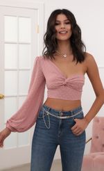 Picture Jasmine Puff Sleeve Chiffon Top in Pink. Source: https://media-img.lucyinthesky.com/data/Jun20_1/150xAUTO/781A1453.JPG