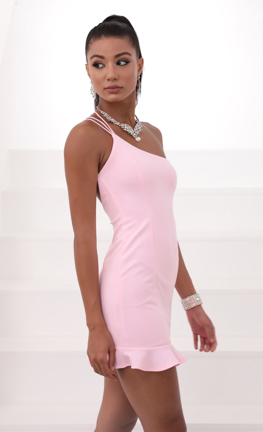 Picture Shoulder Ruffle Dress in Pink. Source: https://media-img.lucyinthesky.com/data/Jun20_1/850xAUTO/781A6332.JPG