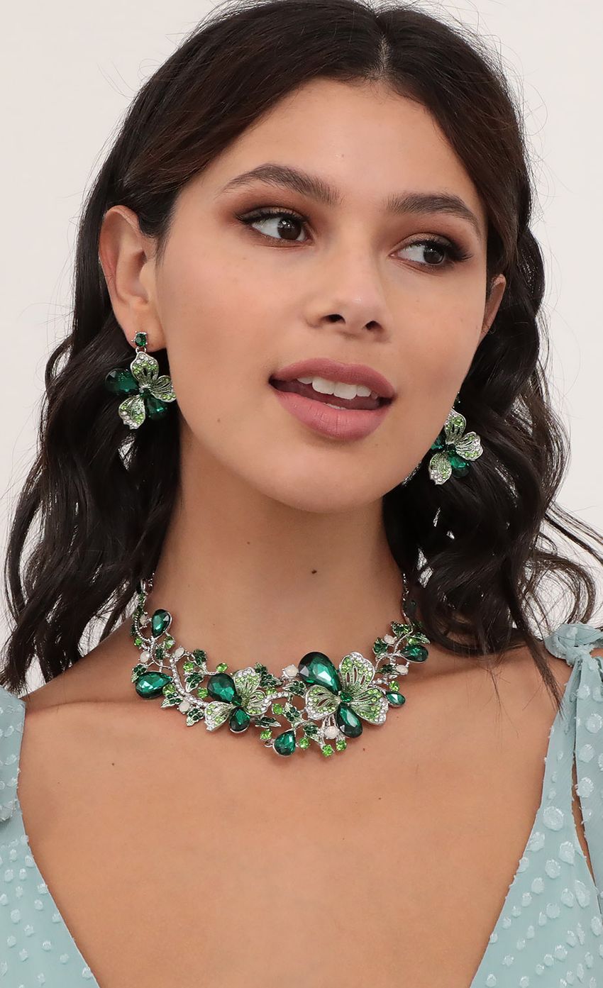 Picture Green Flower Statement Necklace And Earrings. Source: https://media-img.lucyinthesky.com/data/Jun20_1/850xAUTO/781A93431.JPG
