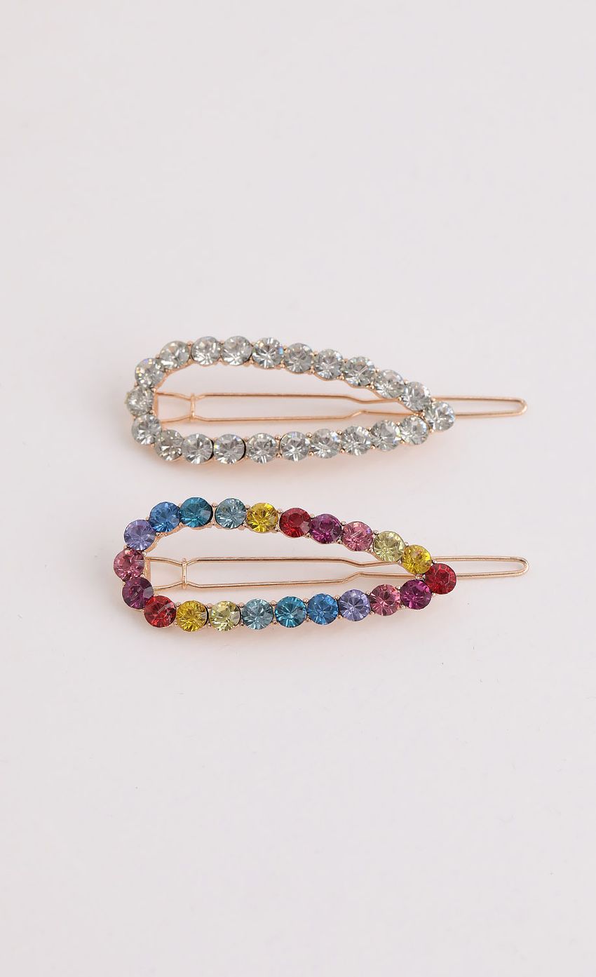 Picture Joelene Rainbow and Silver Crystal Hair Clips. Source: https://media-img.lucyinthesky.com/data/Jun20_2/850xAUTO/781A6381.JPG