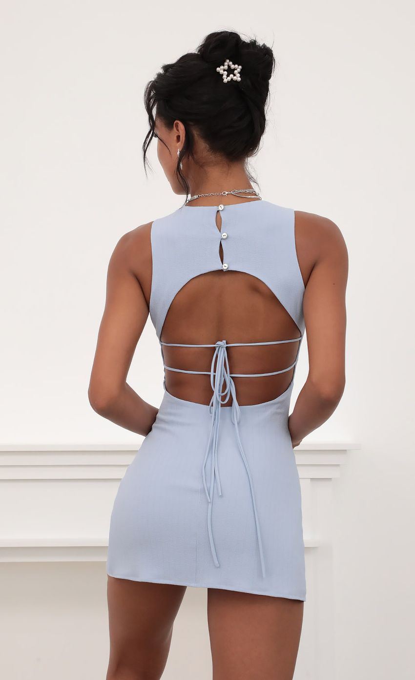 Picture Violette Open Back Tank Dress in Blue. Source: https://media-img.lucyinthesky.com/data/Jun20_2/850xAUTO/781A8345.JPG