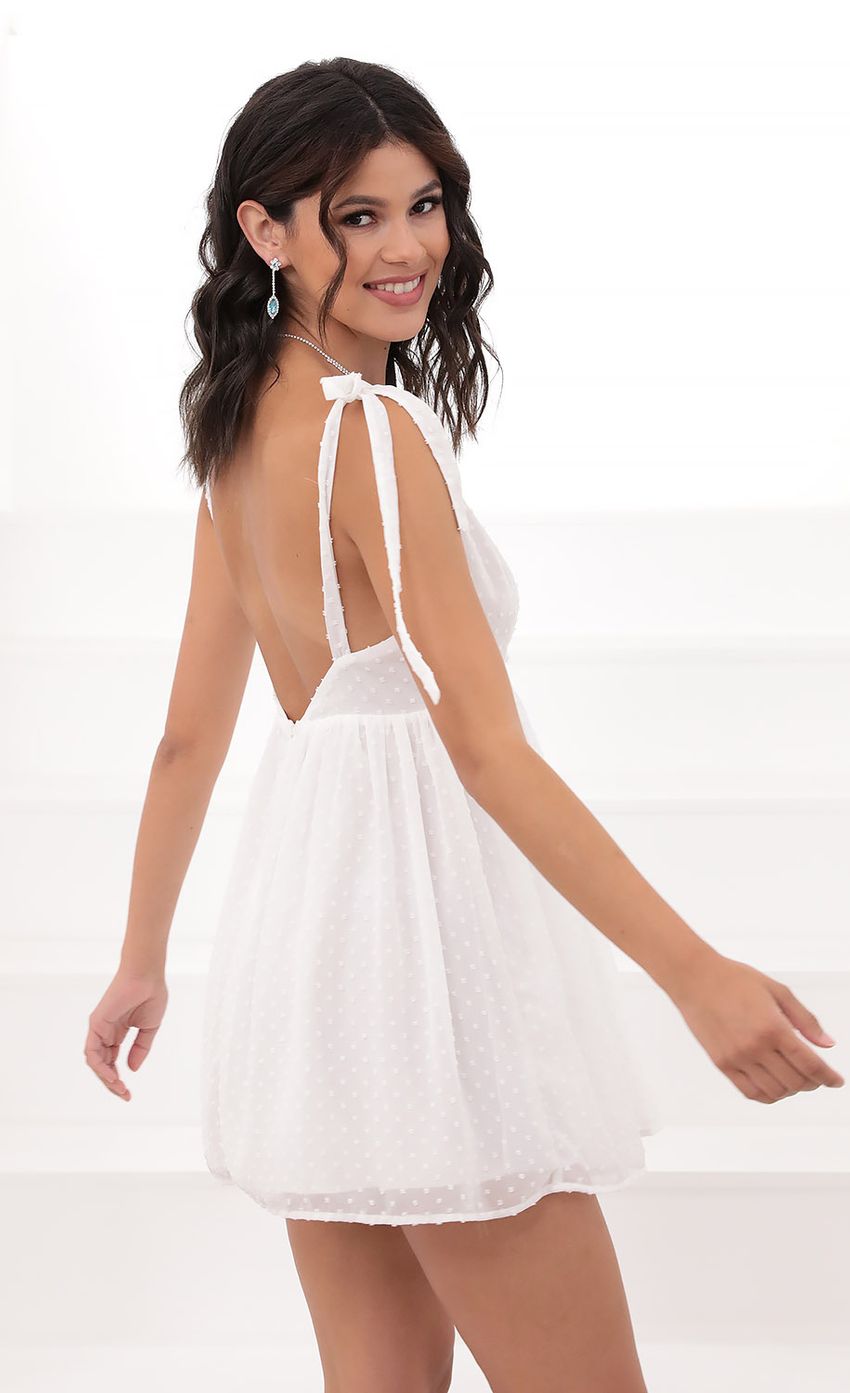 Picture Ties A-line Dress in White. Source: https://media-img.lucyinthesky.com/data/Jun20_2/850xAUTO/781A8538.JPG