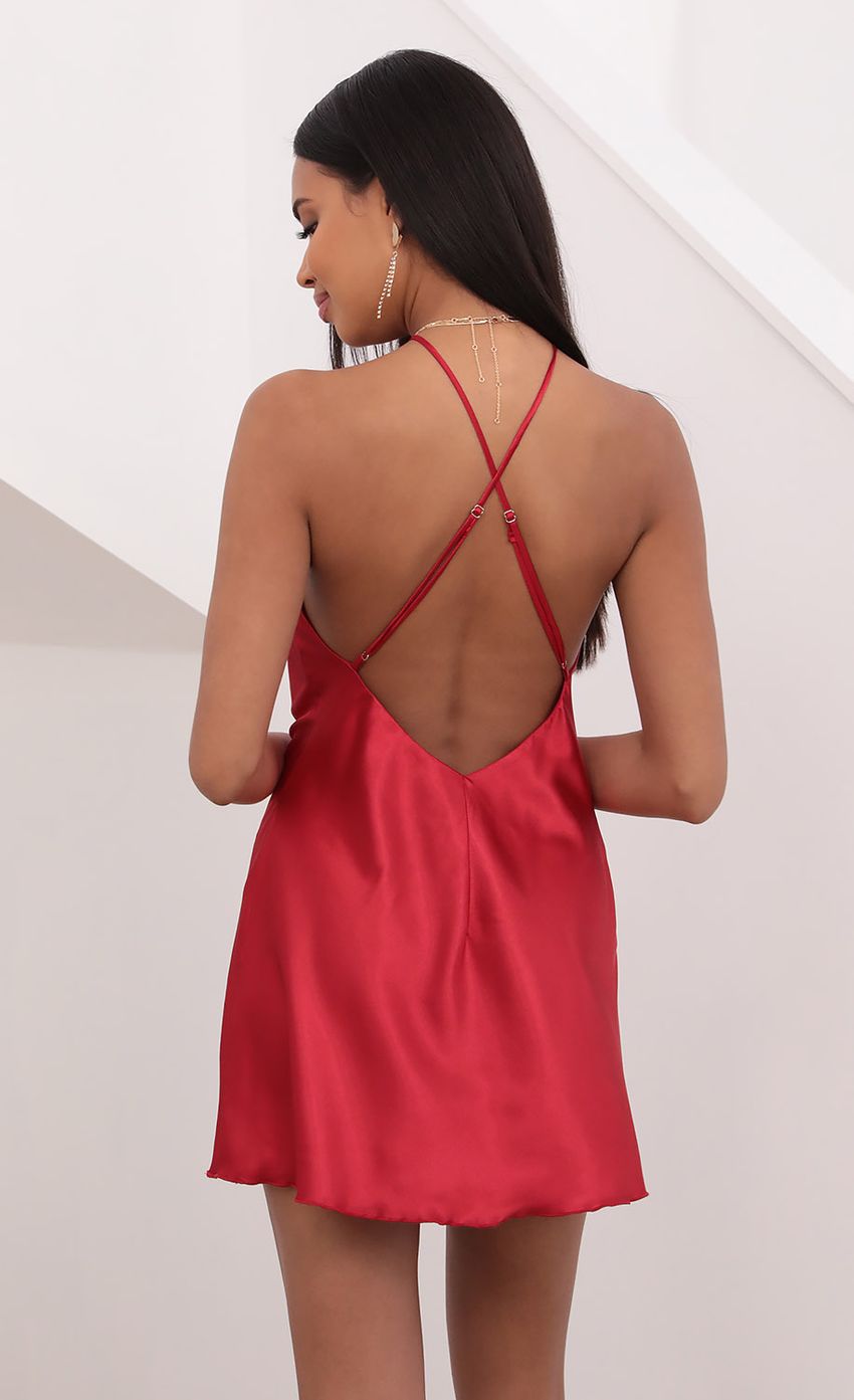 Picture Halter Satin Slip Dress in Red. Source: https://media-img.lucyinthesky.com/data/Jun21_1/850xAUTO/1V9A1405.JPG