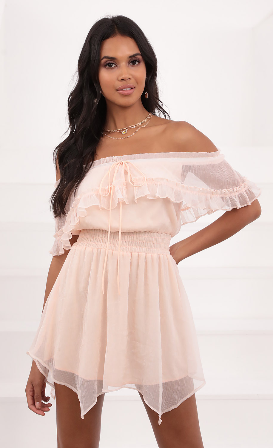 Strapless Chiffon Dress in Pink