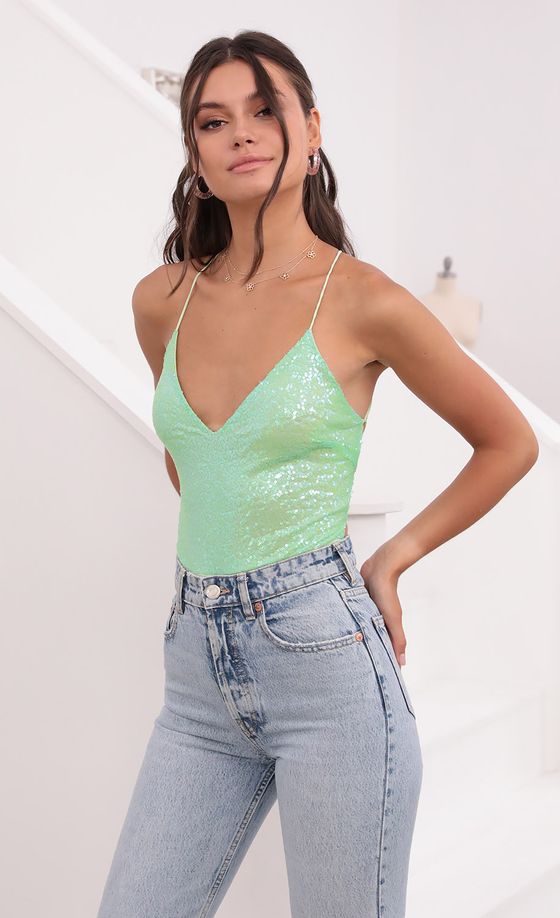 Bodysuit in Lime Green