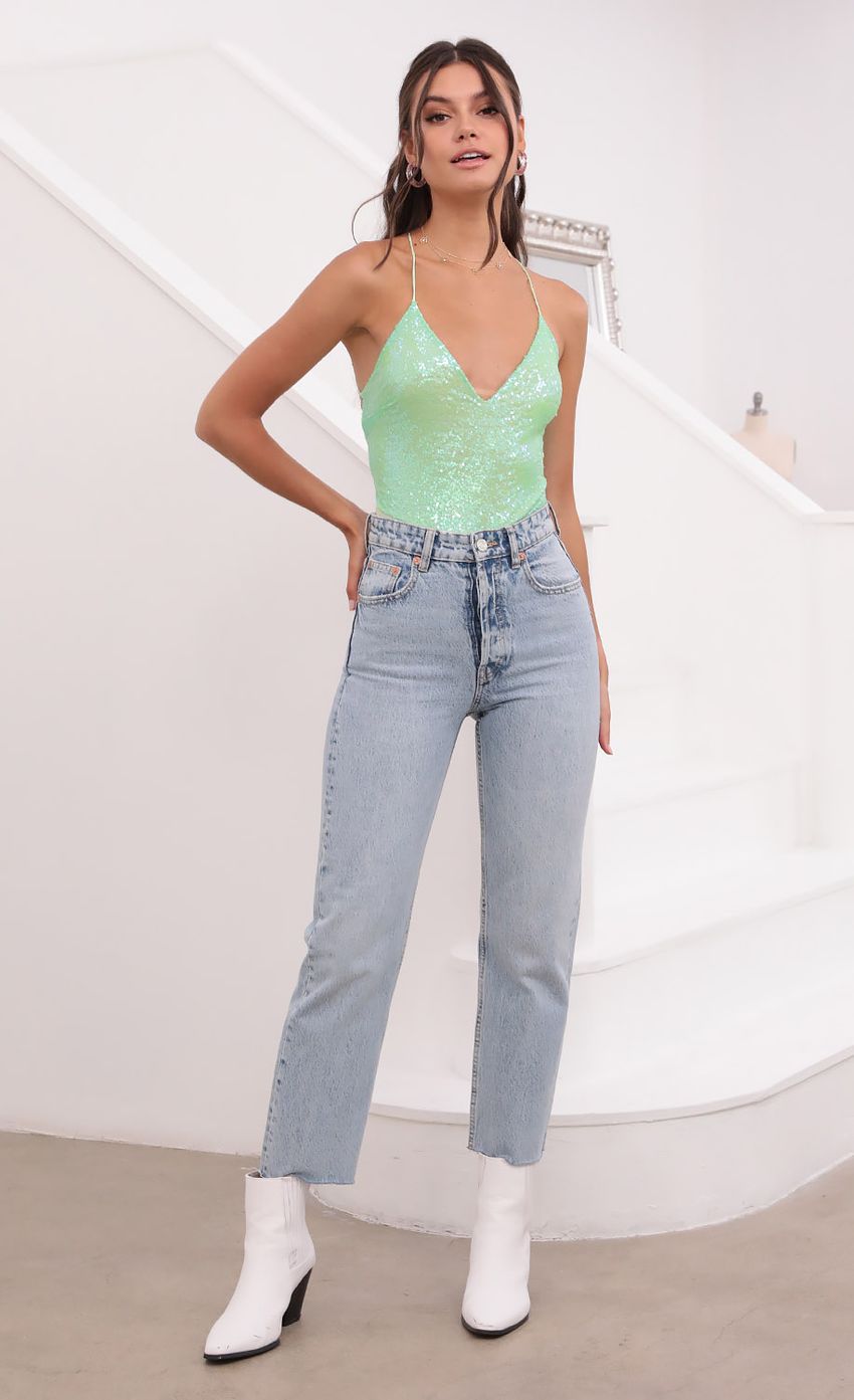 Picture Bodysuit in Lime Green. Source: https://media-img.lucyinthesky.com/data/Jun21_2/850xAUTO/1V9A0447.JPG