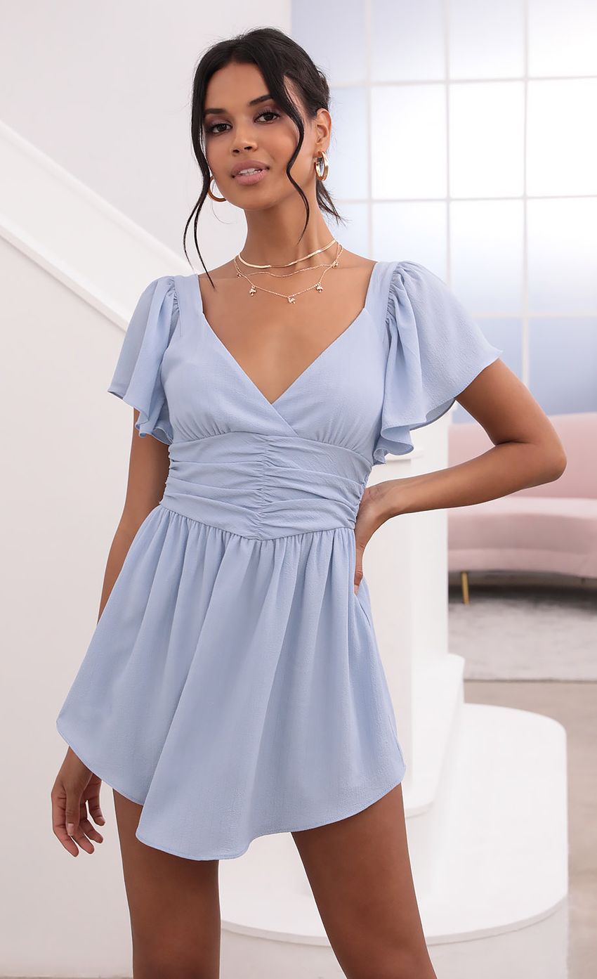 Picture Flutter Sleeved Dress in Baby Blue. Source: https://media-img.lucyinthesky.com/data/Jun21_2/850xAUTO/1V9A1989.JPG