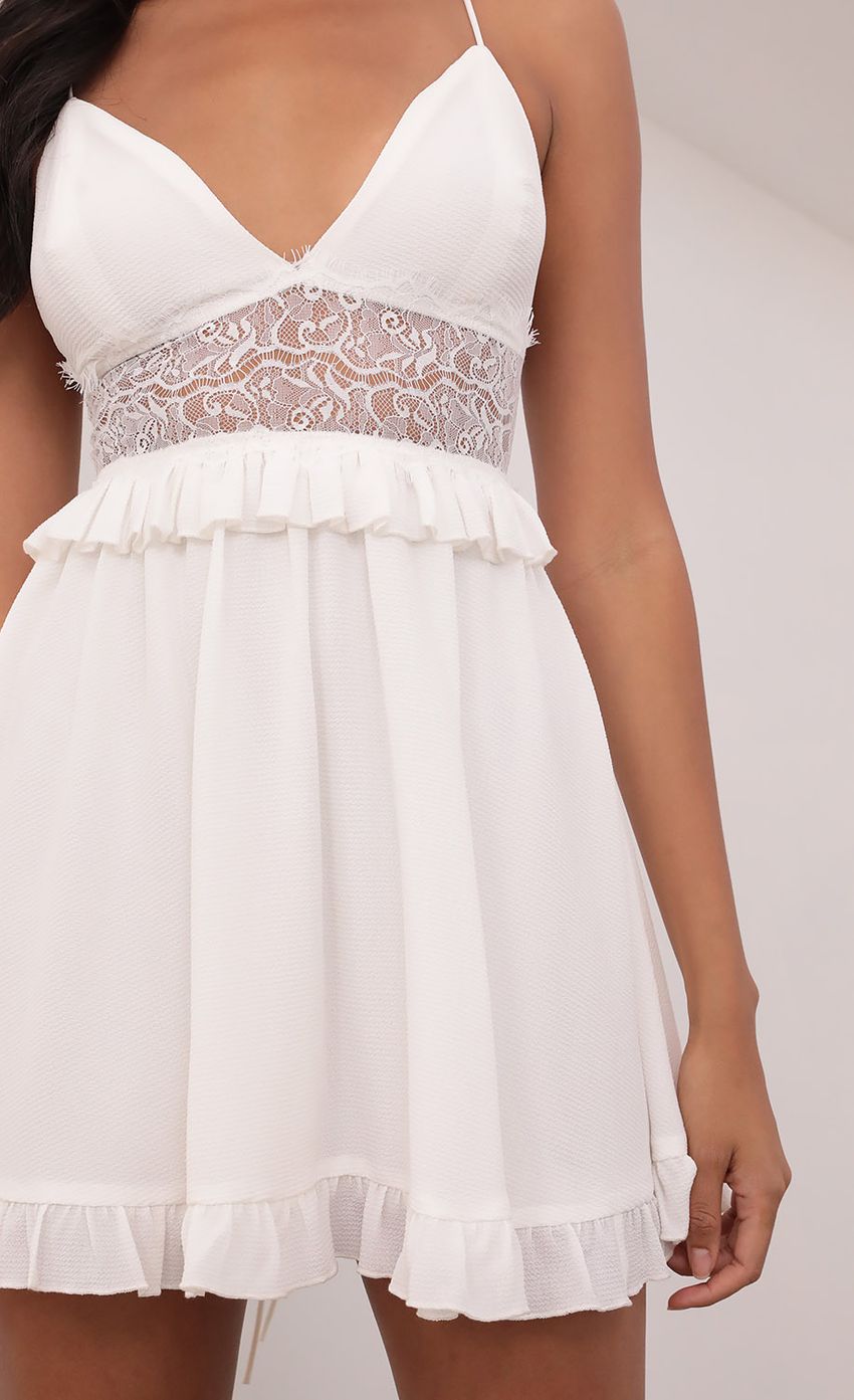 Picture Chiffon Lace Up Dress in White. Source: https://media-img.lucyinthesky.com/data/Jun21_2/850xAUTO/1V9A3167.JPG