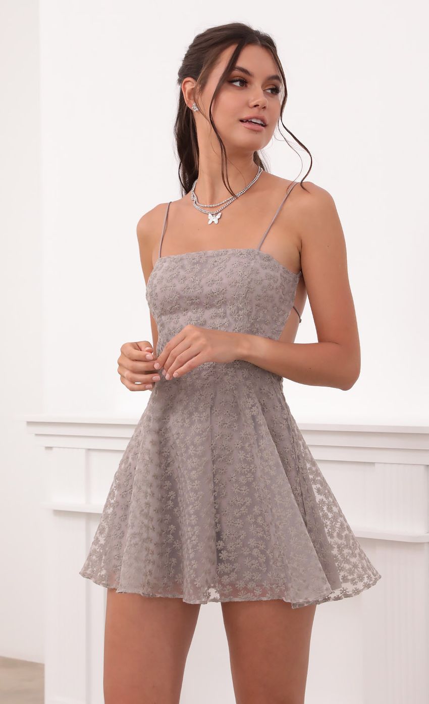 Picture Floral A-Line Dress in Grey. Source: https://media-img.lucyinthesky.com/data/Jun21_2/850xAUTO/1V9A4518.JPG