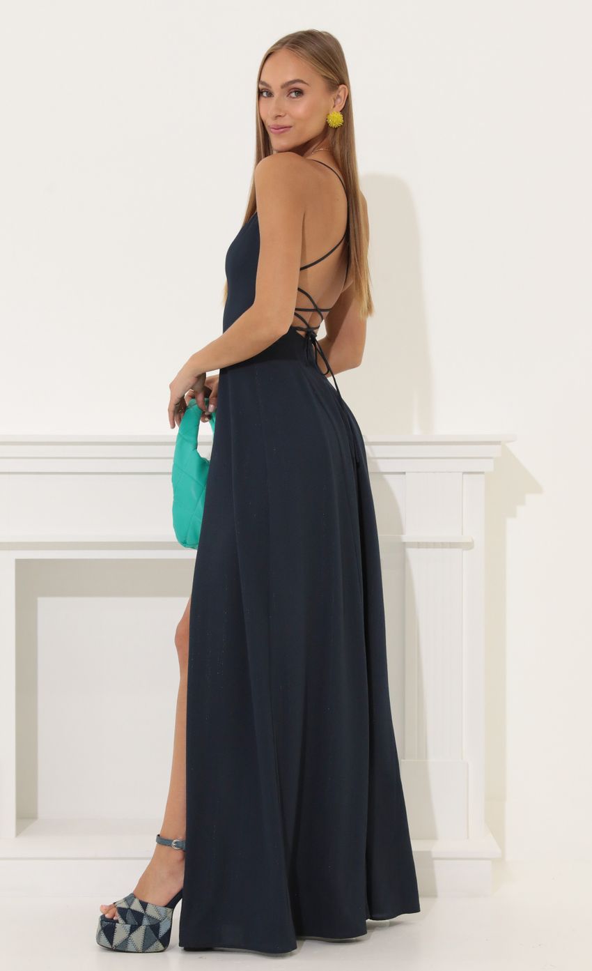 Picture Crepe Pinstripe Maxi Dress in Navy. Source: https://media-img.lucyinthesky.com/data/Jun22_1/850xAUTO/1V9A5139.JPG