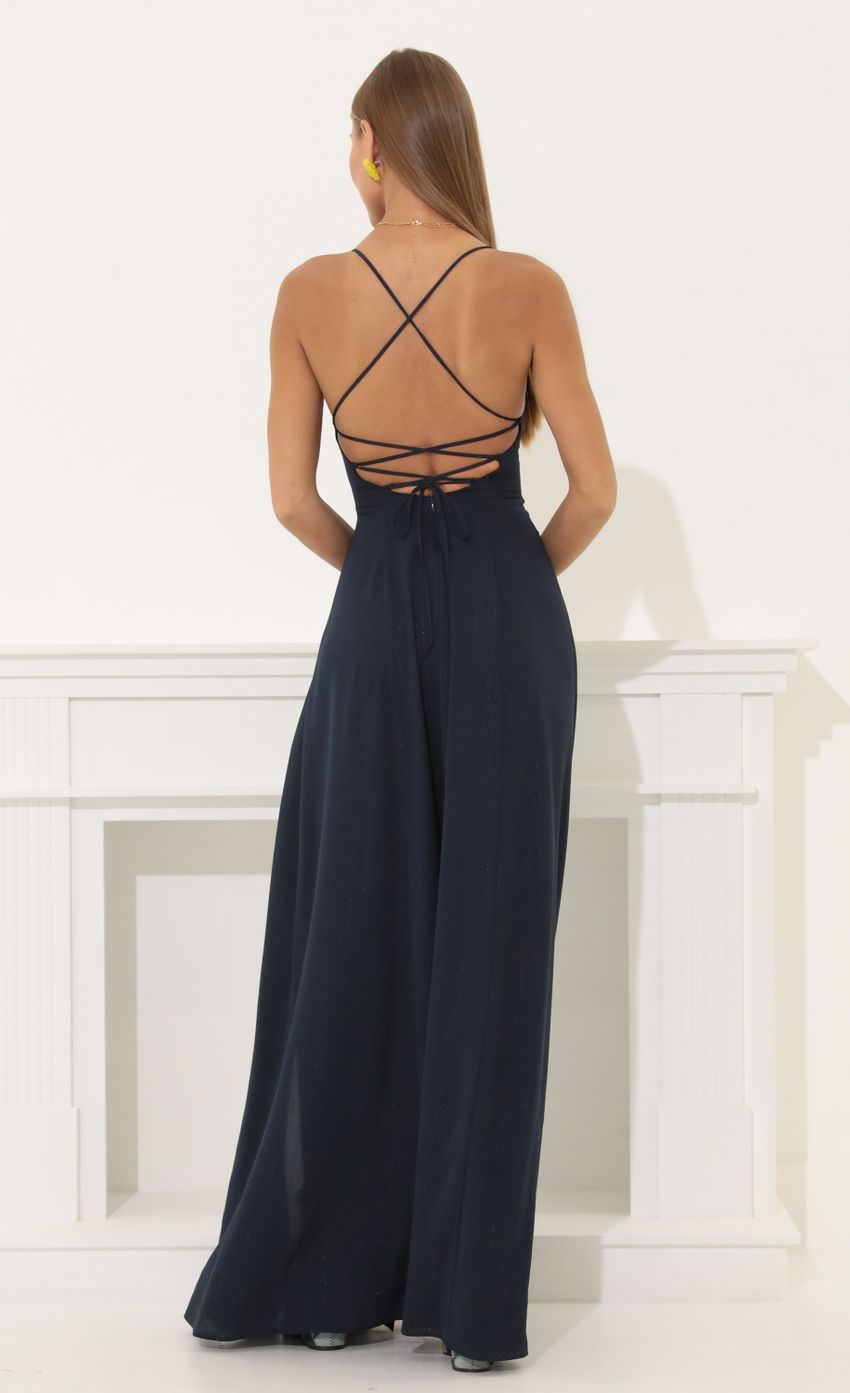 Picture Crepe Pinstripe Maxi Dress in Navy. Source: https://media-img.lucyinthesky.com/data/Jun22_1/850xAUTO/1V9A5191.JPG
