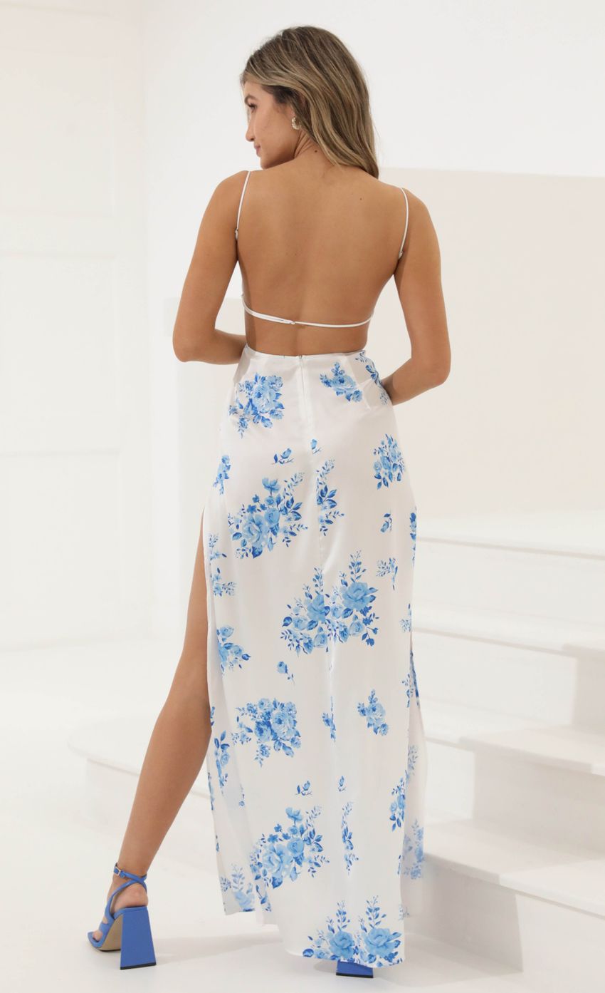 Picture Floral Crepe Satin Maxi in White and Blue. Source: https://media-img.lucyinthesky.com/data/Jun22_1/850xAUTO/1V9A5282.JPG