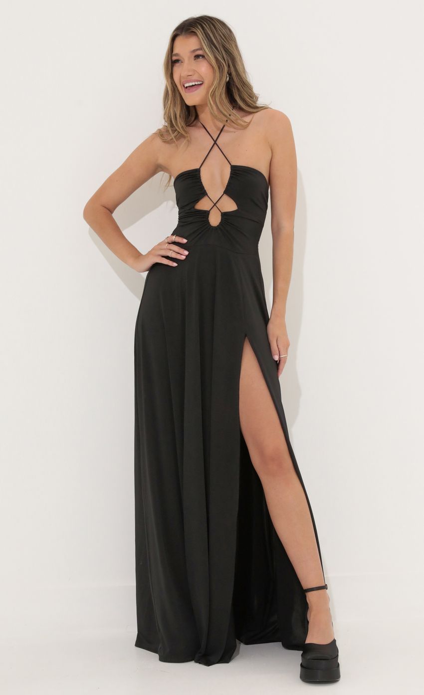 Picture Cutout Maxi Dress in Black. Source: https://media-img.lucyinthesky.com/data/Jun22_1/850xAUTO/1V9A61691.JPG