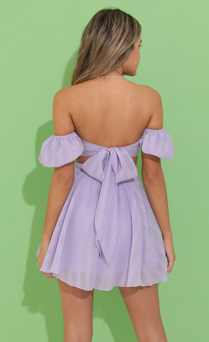 Picture Plaid Chiffon Baby Doll Two Piece Skirt Set in Purple. Source: https://media-img.lucyinthesky.com/data/Jun22_1/850xAUTO/1V9A7745.JPG