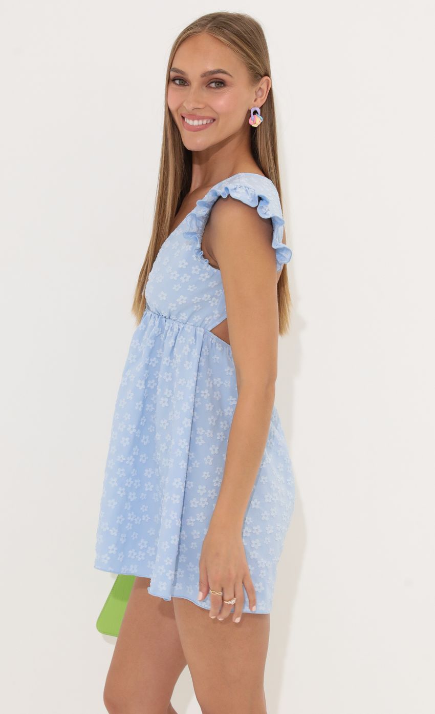 Picture Floral Jacquard Baby Doll Dress in Blue. Source: https://media-img.lucyinthesky.com/data/Jun22_1/850xAUTO/1V9A9372.JPG