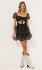 Picture Dotted Organza Dress in Black. Source: https://media-img.lucyinthesky.com/data/Jun22_2/150xAUTO/1V9A6296.JPG