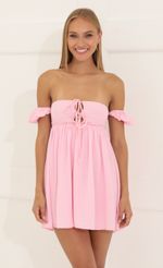 Picture Bubble Crepe Baby Doll Dress in Pink. Source: https://media-img.lucyinthesky.com/data/Jun22_2/150xAUTO/1V9A7657.JPG