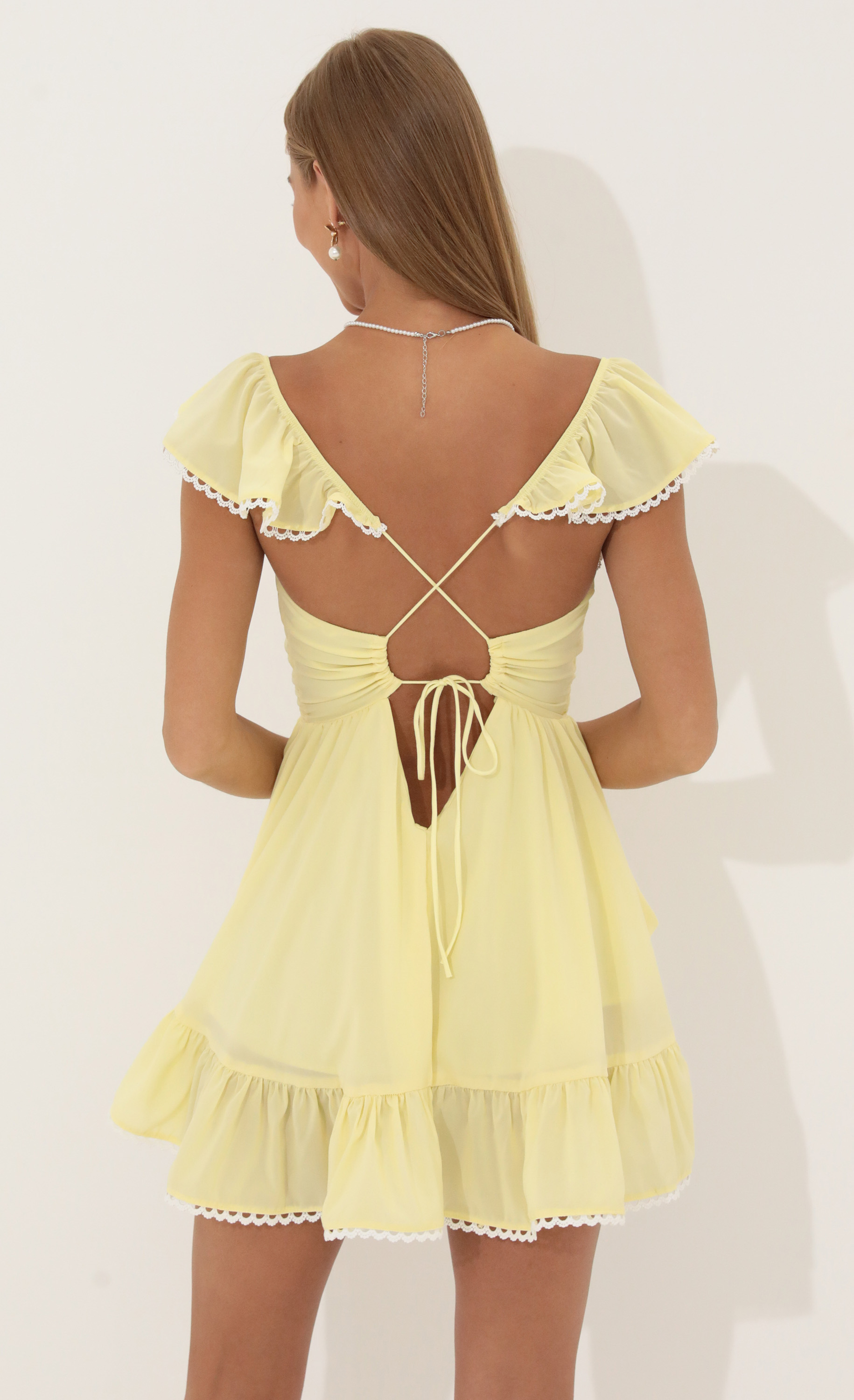 Fit and Flare Chiffon Dress in Yellow