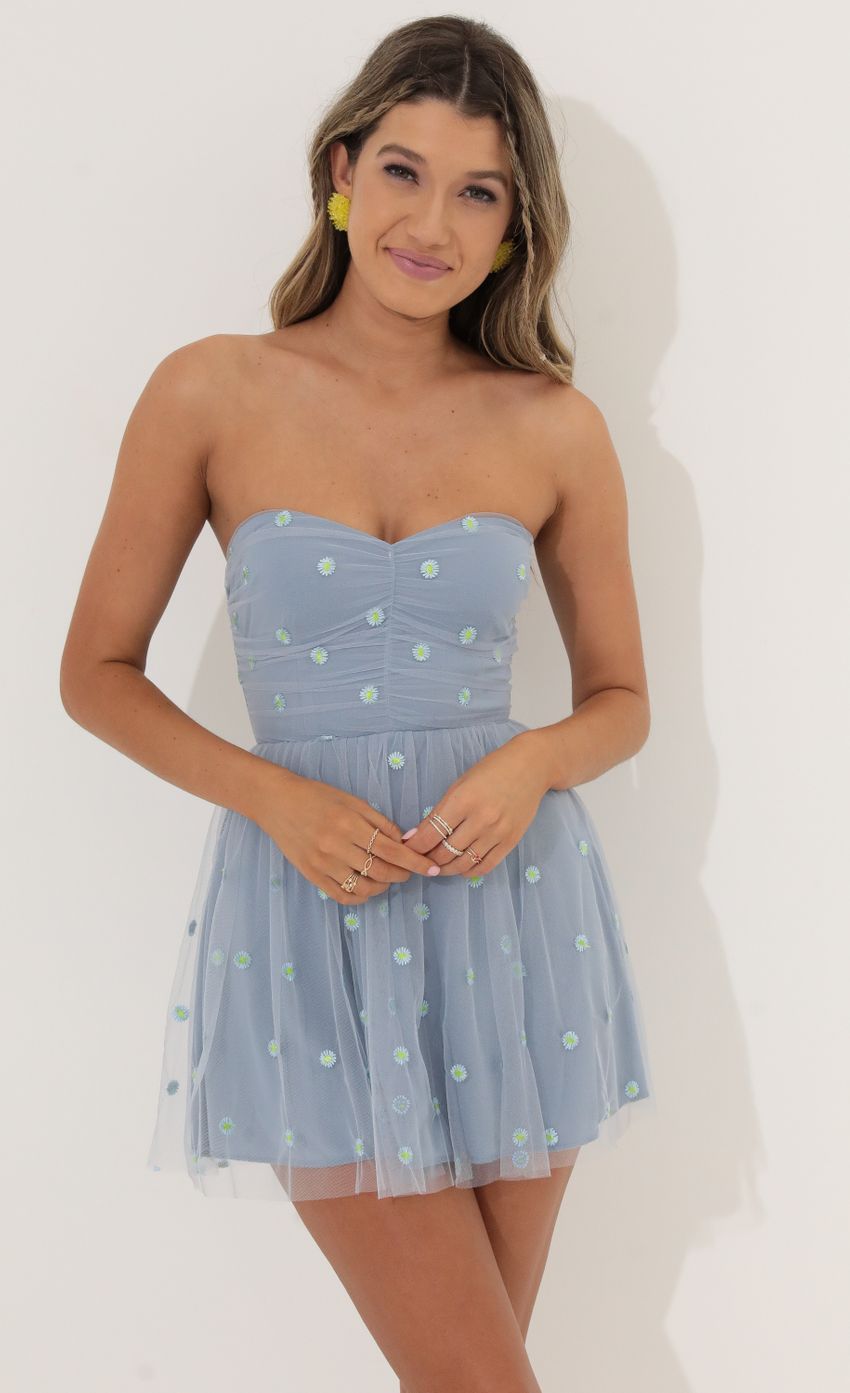 Picture Floral Mesh A-Line Dress in Blue. Source: https://media-img.lucyinthesky.com/data/Jun22_2/850xAUTO/1V9A0336.JPG