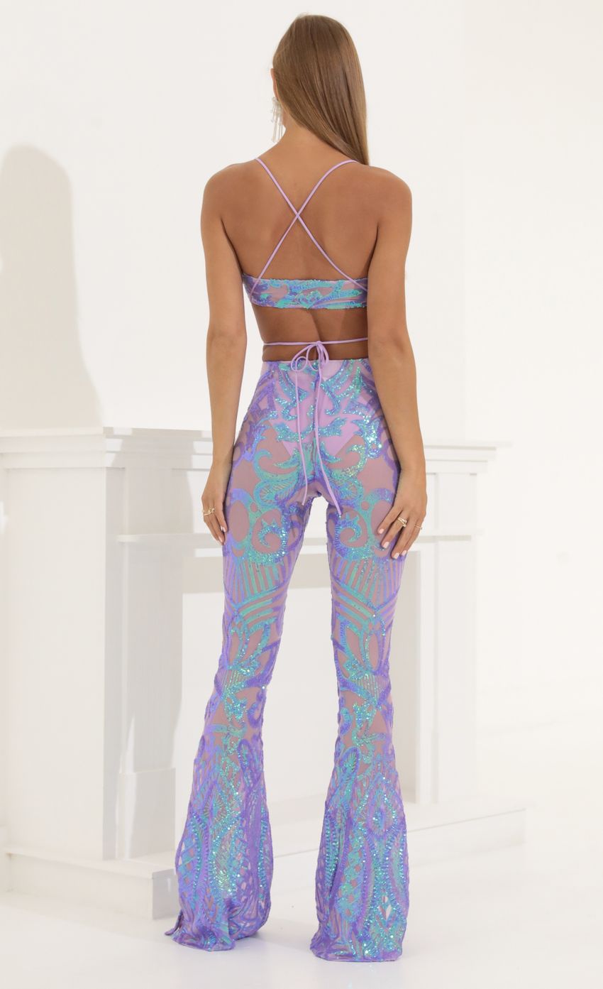 Picture Sequin Two Piece Set in Purple Iridescent. Source: https://media-img.lucyinthesky.com/data/Jun22_2/850xAUTO/1V9A1820.JPG