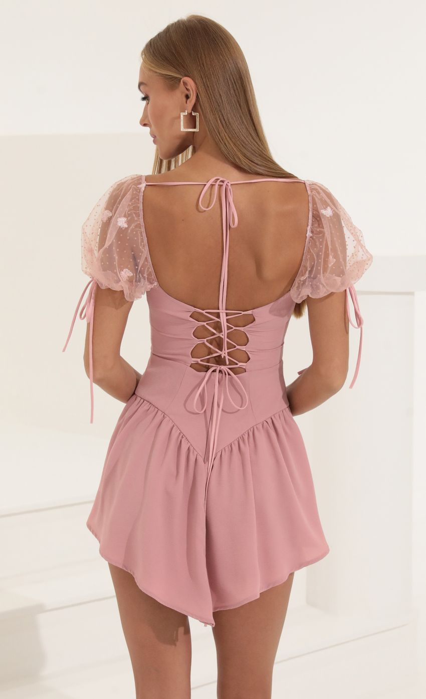 Picture Crepe Fit and Flare Dress in Pink. Source: https://media-img.lucyinthesky.com/data/Jun22_2/850xAUTO/1V9A75781.JPG