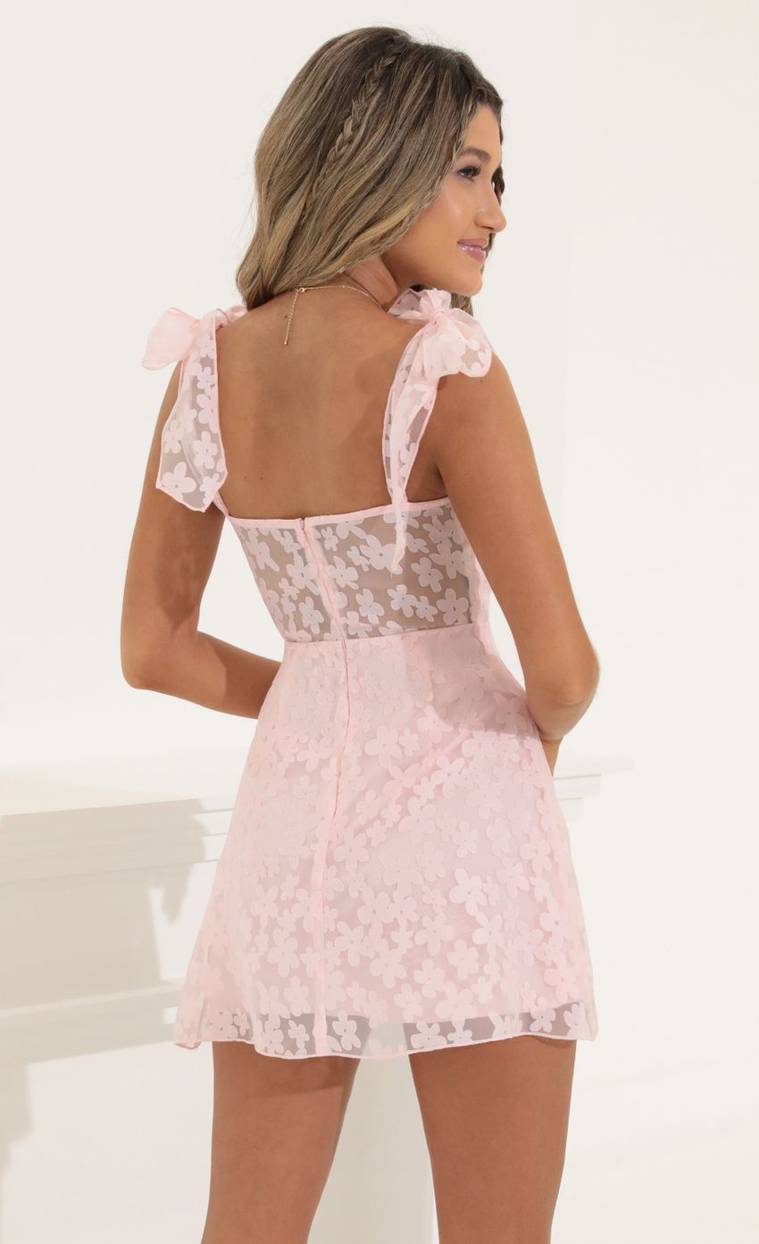 Picture A-line Floral Dress in Pink. Source: https://media-img.lucyinthesky.com/data/Jun22_2/850xAUTO/1V9A8334.JPG