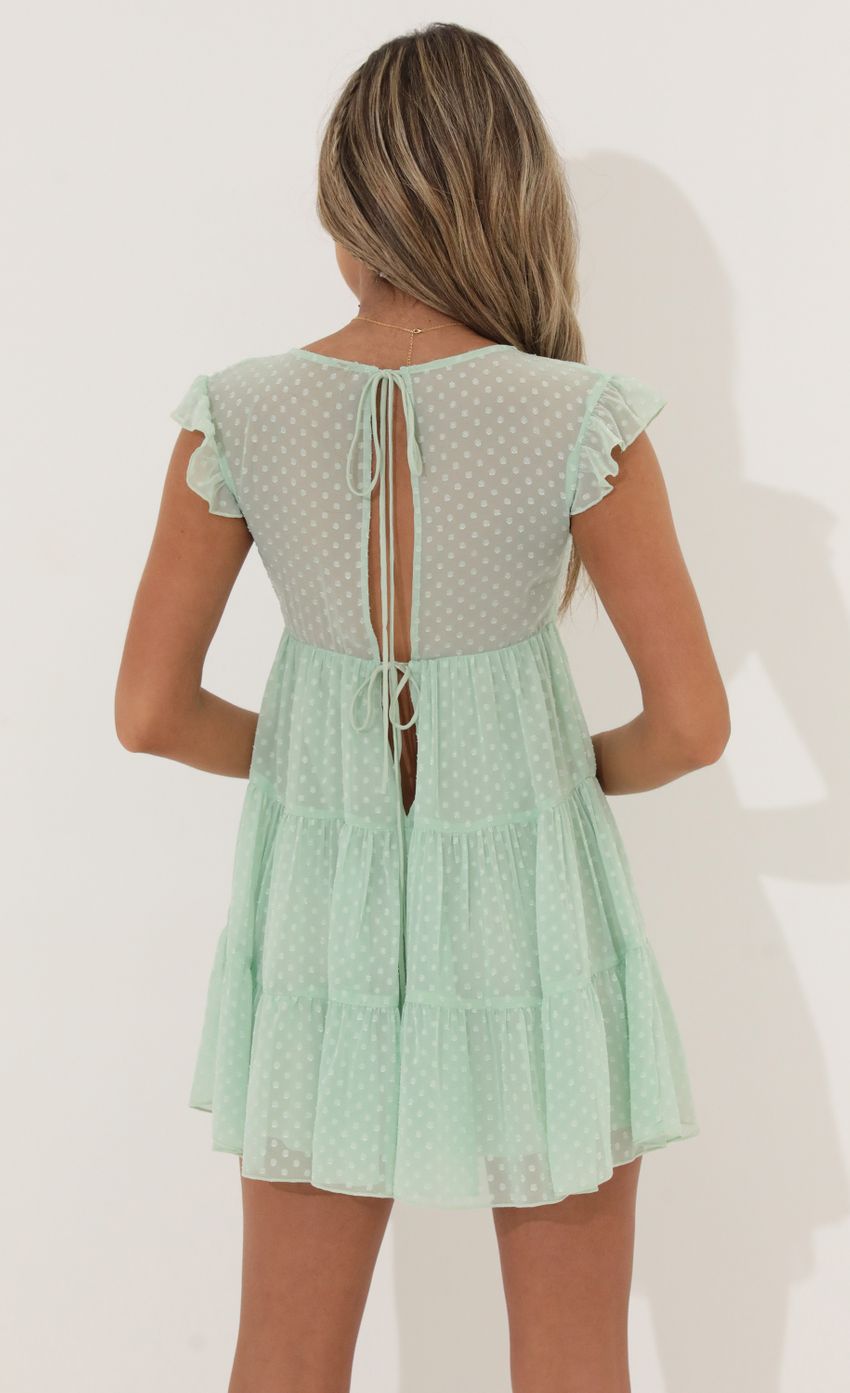 Picture Chiffon Baby Doll Dress in Green. Source: https://media-img.lucyinthesky.com/data/Jun22_2/850xAUTO/1V9A8811.JPG