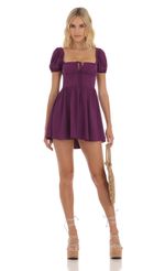 Picture Puff Sleeve Dress in Purple. Source: https://media-img.lucyinthesky.com/data/Jun23/150xAUTO/510bdff7-d6da-4c6b-8fc9-ddca822f6210.jpg