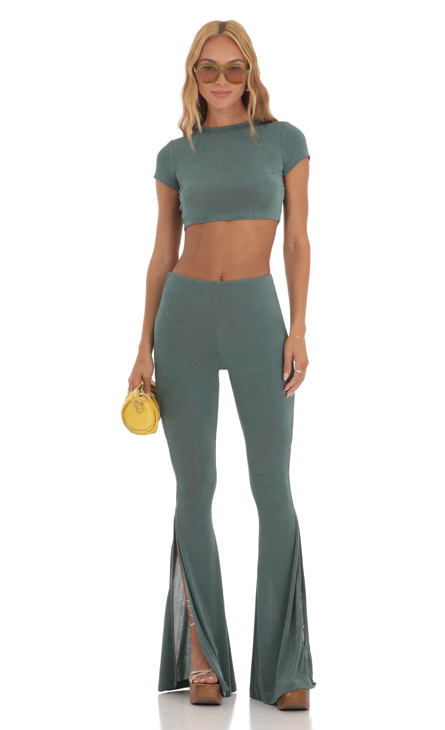 Cutout Two Piece Set in Slate Green