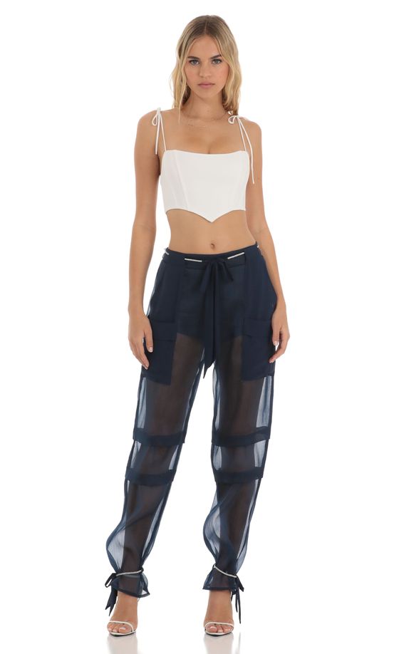 Rhinestone Pants in Navy