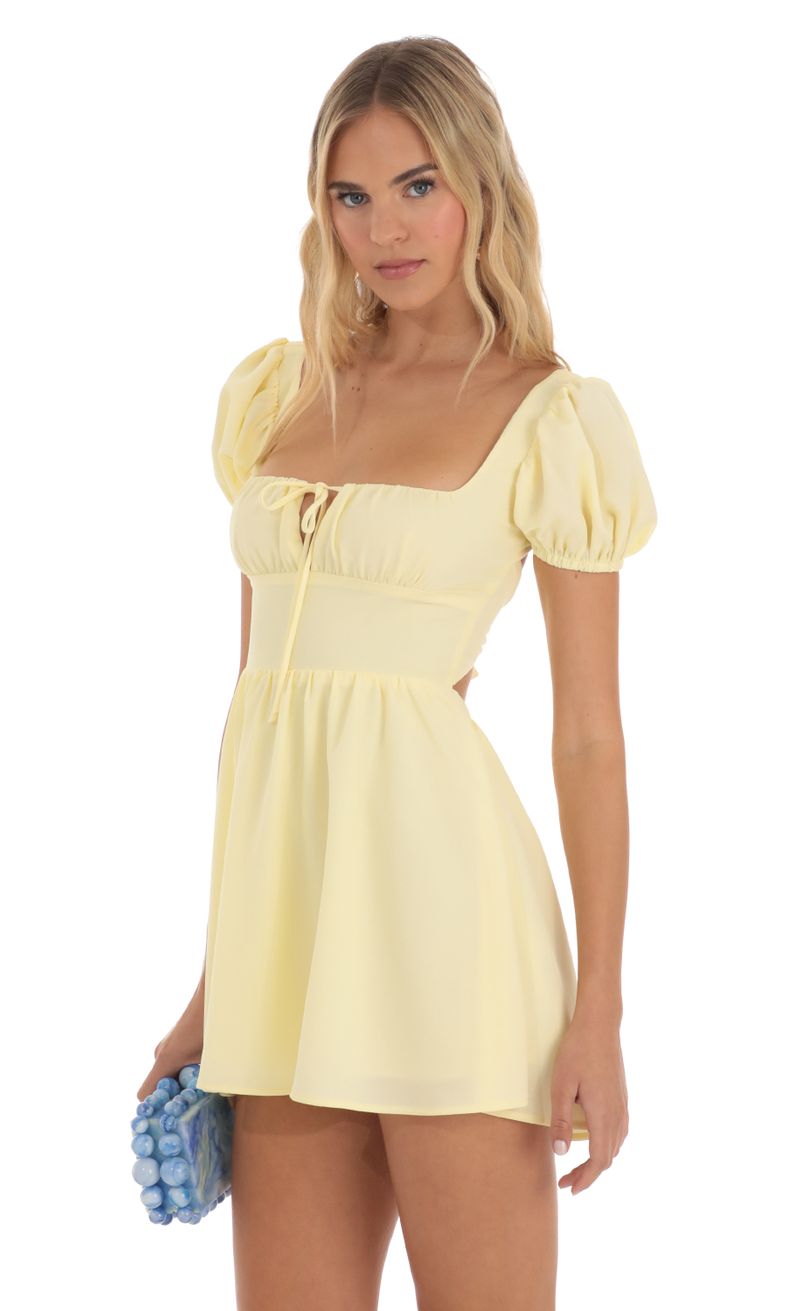 Puff Sleeve Mini Dress in Yellow | LUCY IN THE SKY