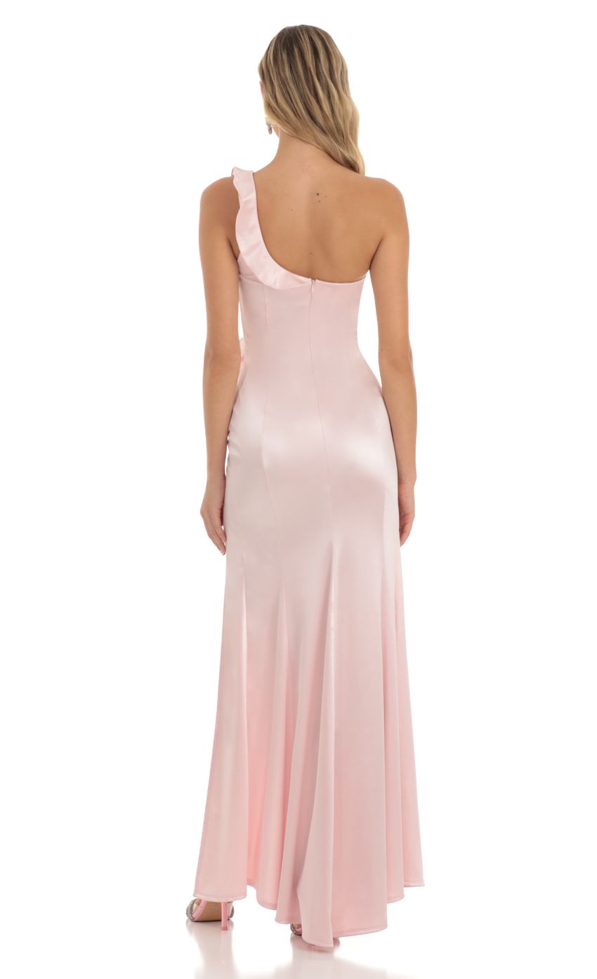 Picture Satin One Shoulder Dress in Pink. Source: https://media-img.lucyinthesky.com/data/Jun23/850xAUTO/1ec7d2b3-eeb8-42ad-a488-972c29fec875.jpg