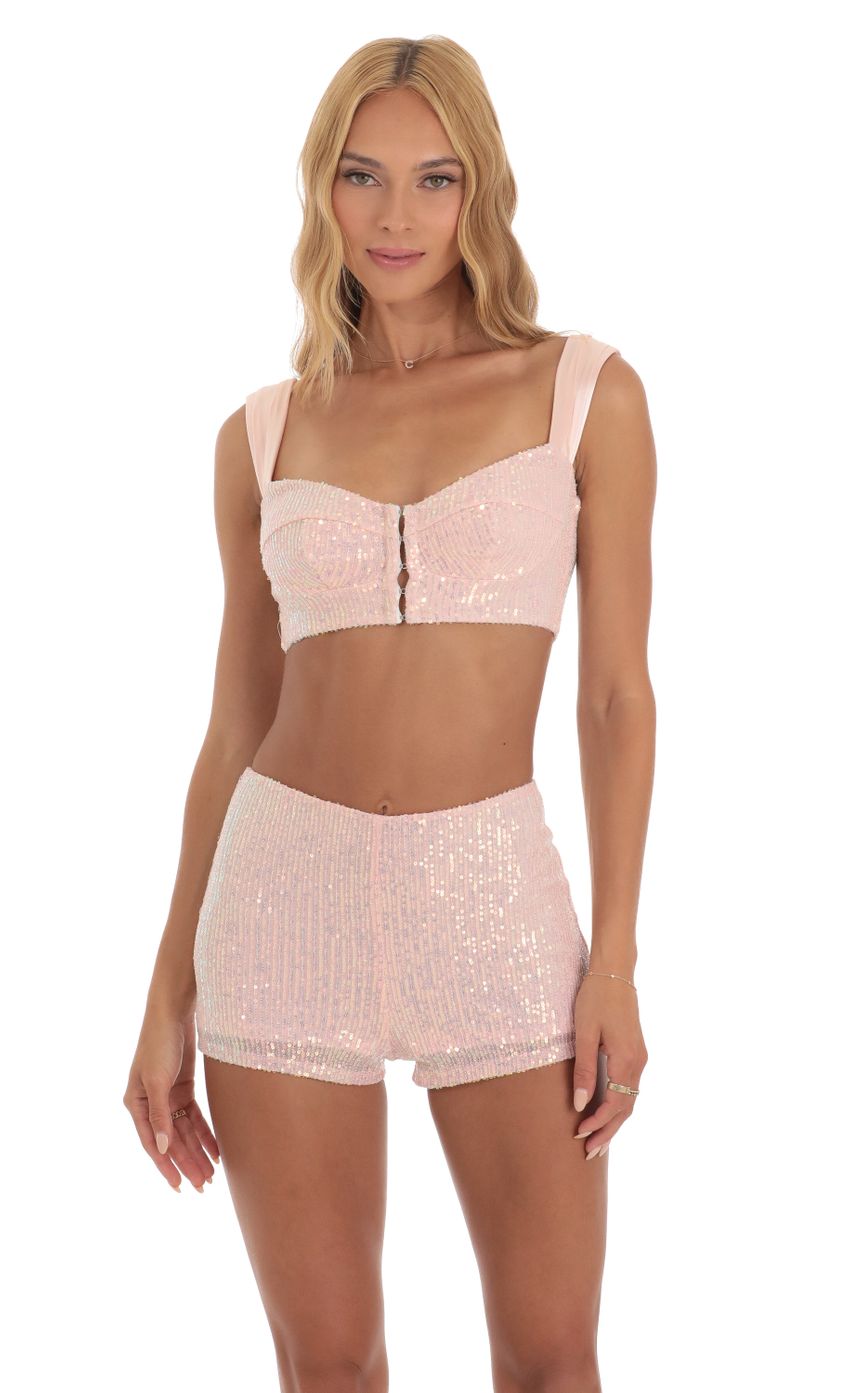 Picture Sequin Two Piece Set in Pink. Source: https://media-img.lucyinthesky.com/data/Jun23/850xAUTO/21ebd54d-89ac-489f-9cf8-37cf8184afad.jpg