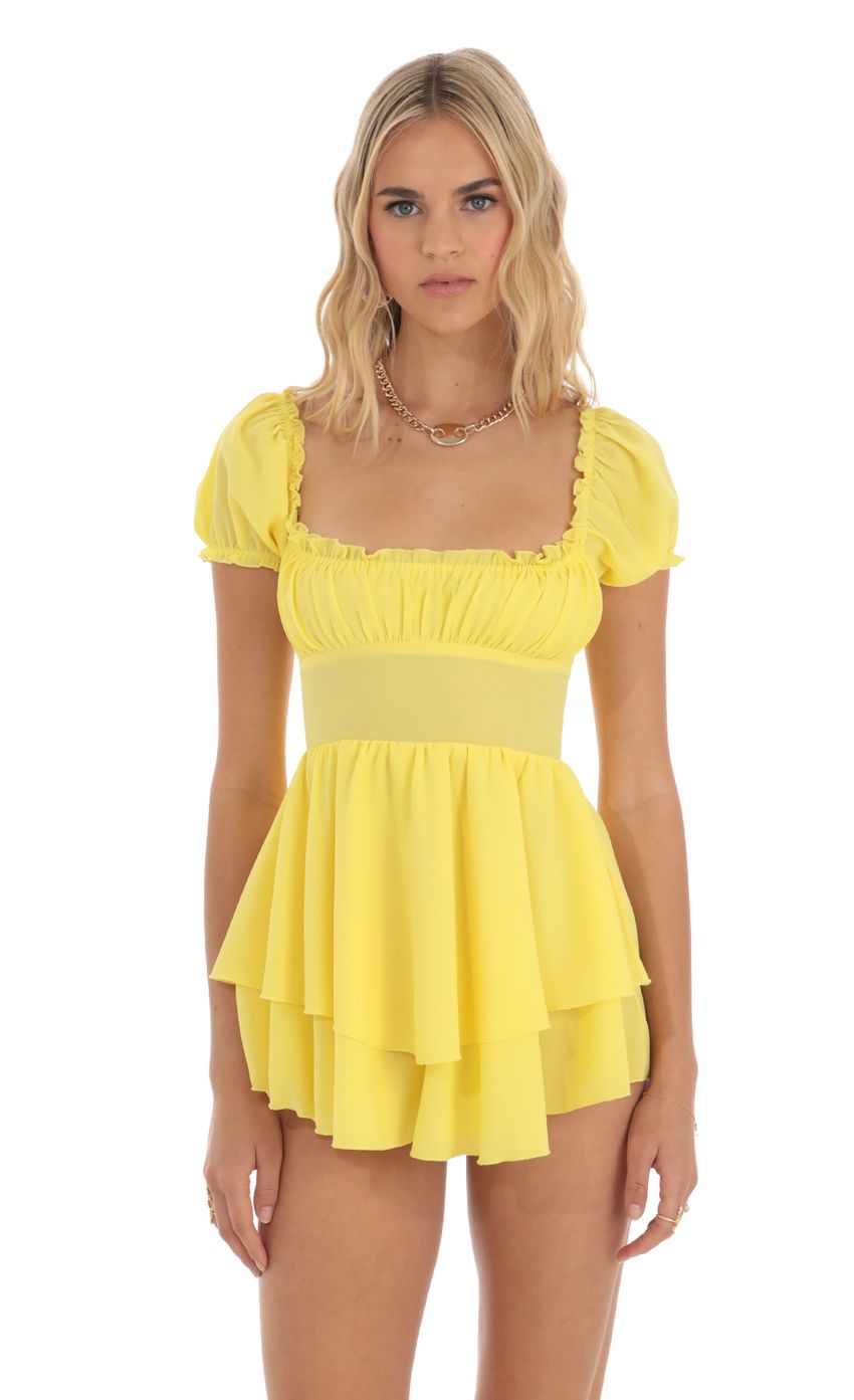 Picture Crepe Romper in Yellow. Source: https://media-img.lucyinthesky.com/data/Jun23/850xAUTO/25c1287a-c654-4dd4-9420-3af562b7946c.jpg