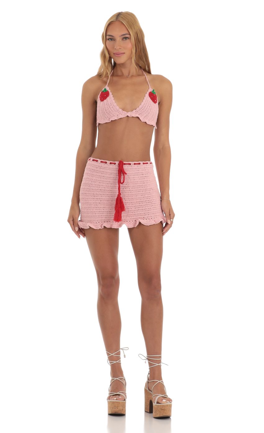 Picture Strawberry Crochet Two Piece Set in Pink. Source: https://media-img.lucyinthesky.com/data/Jun23/850xAUTO/278c0478-09c6-4caa-8a69-85f11ee27ef1.jpg