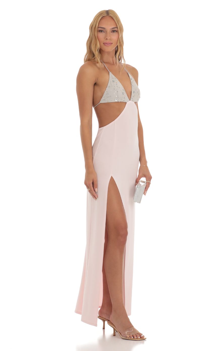 Picture Two Toned Sequin Bikini Cutout Dress in Pink. Source: https://media-img.lucyinthesky.com/data/Jun23/850xAUTO/2f497701-14ab-4d03-9254-5a36e0d9f1d7.jpg