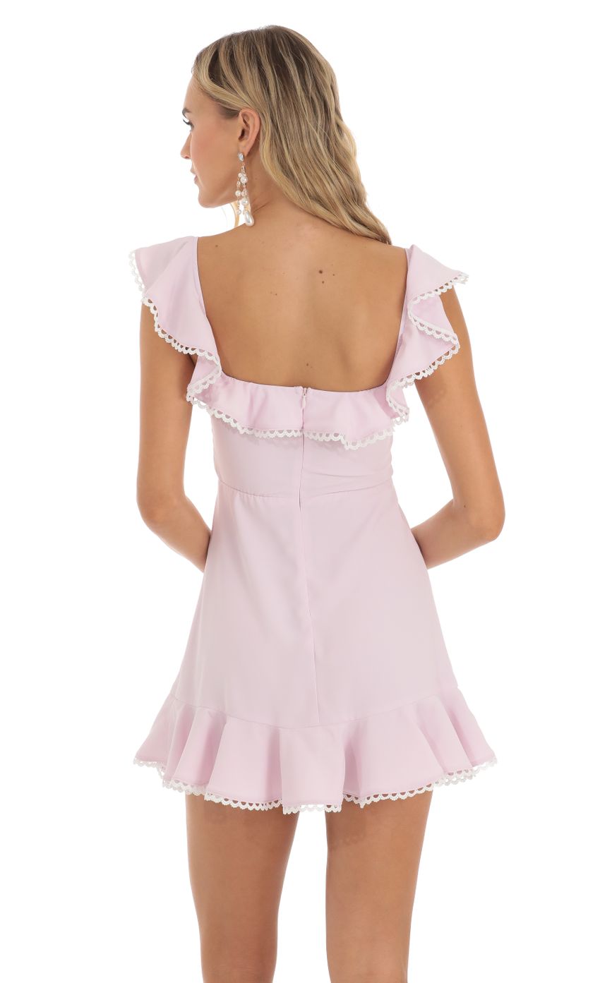 Picture Ruffle Mini Dress in Pink. Source: https://media-img.lucyinthesky.com/data/Jun23/850xAUTO/2f5b8f49-4cf7-4d05-8c60-ef937e2b4c39.jpg
