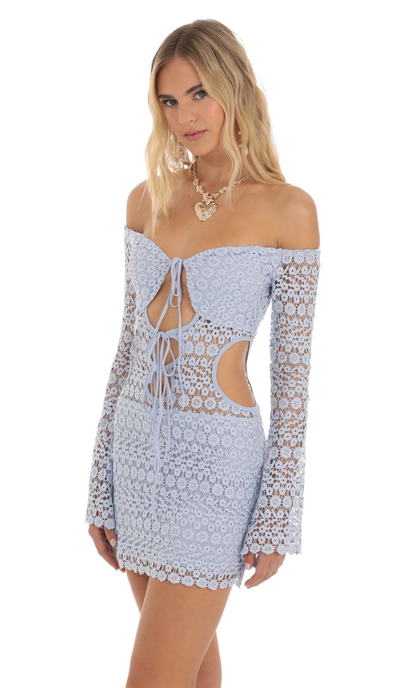 Picture Crochet Cutout Dress in Blue. Source: https://media-img.lucyinthesky.com/data/Jun23/850xAUTO/505d7a8f-33d6-4059-8e24-f3de4fd62c76.jpg
