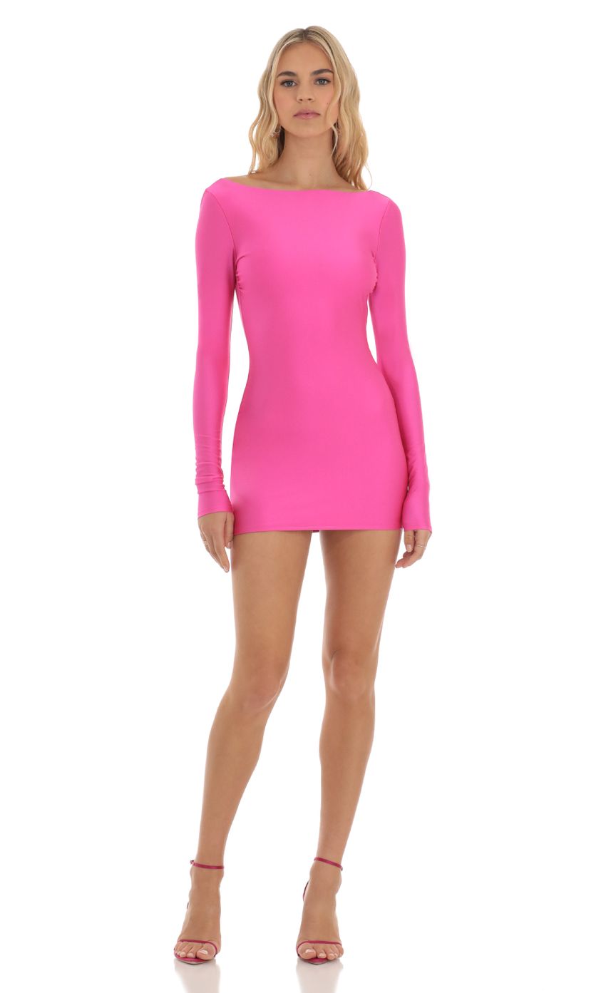 Picture Open Back Bodycon Dress in Hot Pink. Source: https://media-img.lucyinthesky.com/data/Jun23/850xAUTO/6a99be82-c2f7-45ae-9f2f-2c81ec1c52c7.jpg