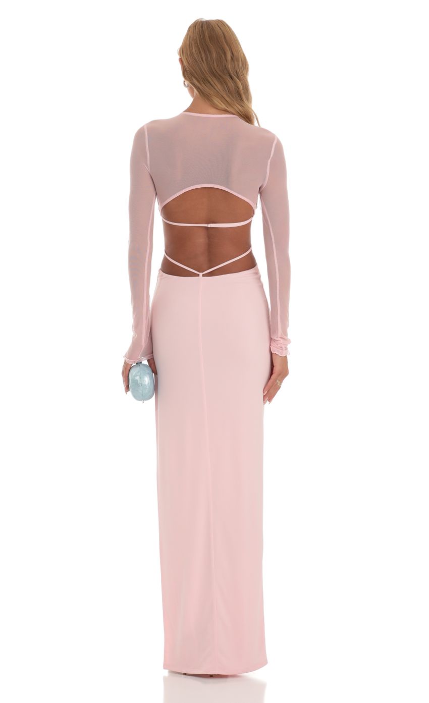 Picture Karlyn Long Sleeve Open Back Dress in Pink. Source: https://media-img.lucyinthesky.com/data/Jun23/850xAUTO/76031c3f-1852-4888-915e-c0d311e51dd5.jpg