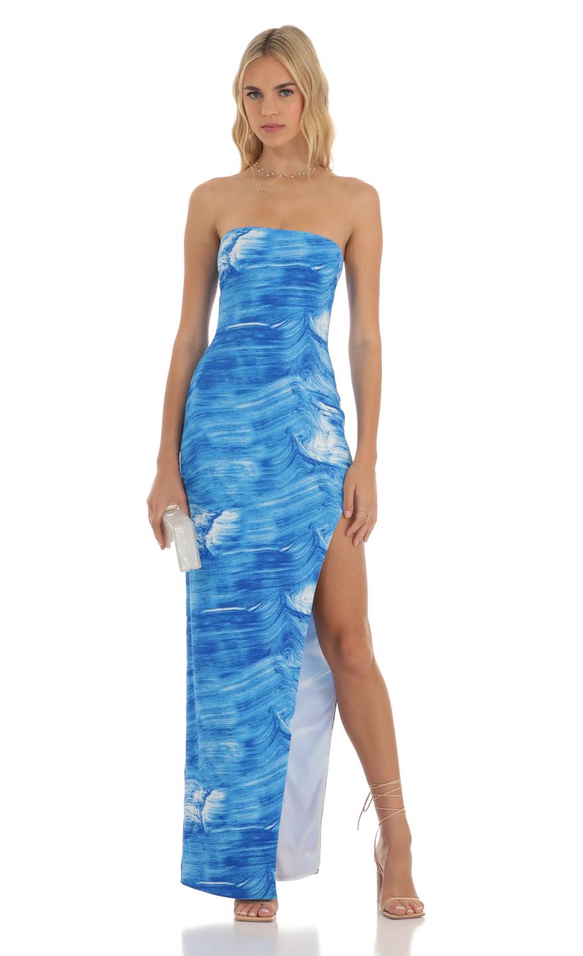 Picture Strapless Maxi Dress in Blue Swirl. Source: https://media-img.lucyinthesky.com/data/Jun23/850xAUTO/c4e1abd7-2cce-4f80-bb3a-013758c3e035.jpg