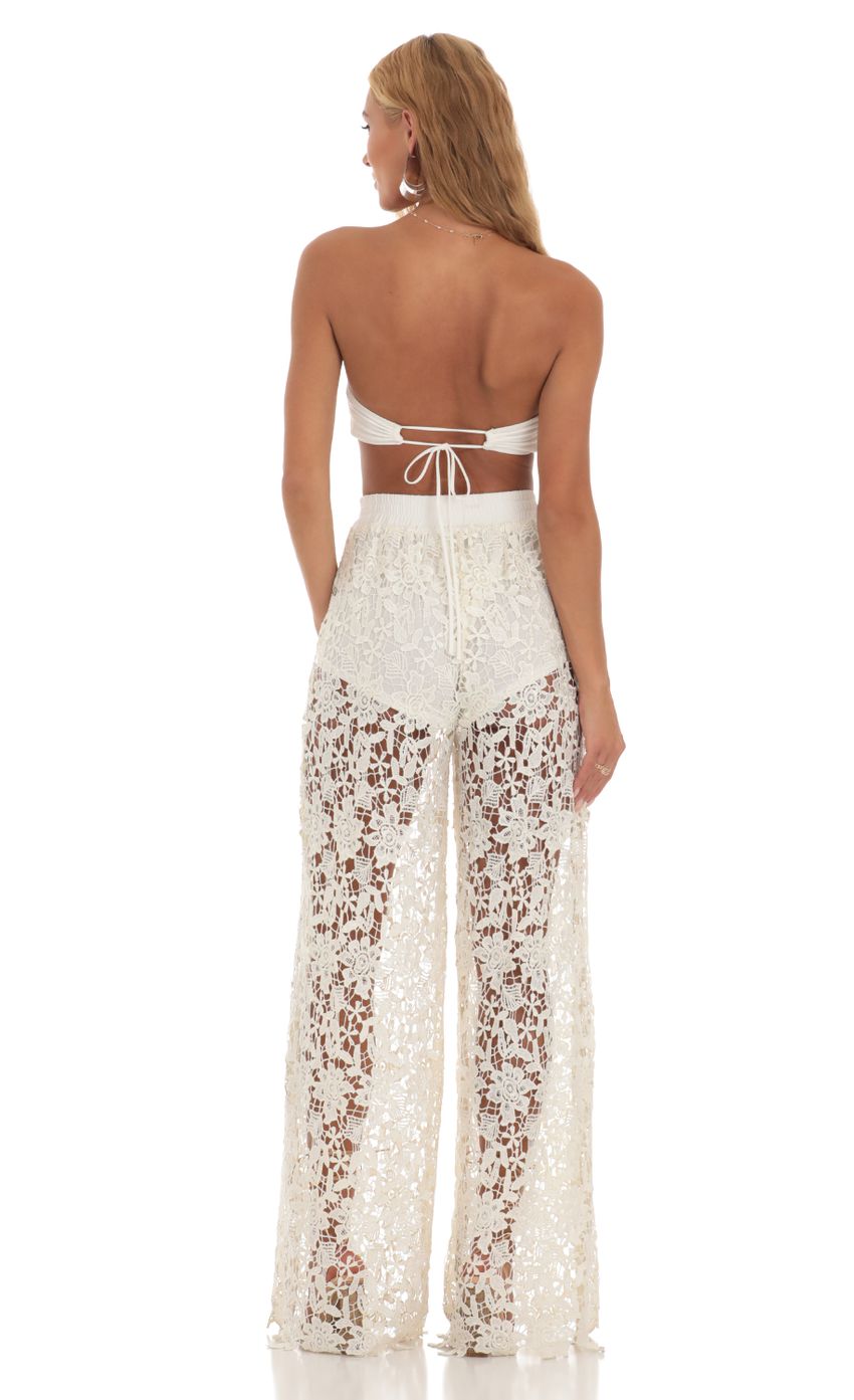Picture Crochet Two Piece Pants Set in Ivory. Source: https://media-img.lucyinthesky.com/data/Jun23/850xAUTO/c6c3bea1-9272-4881-a0b9-260e9a57e7bb.jpg